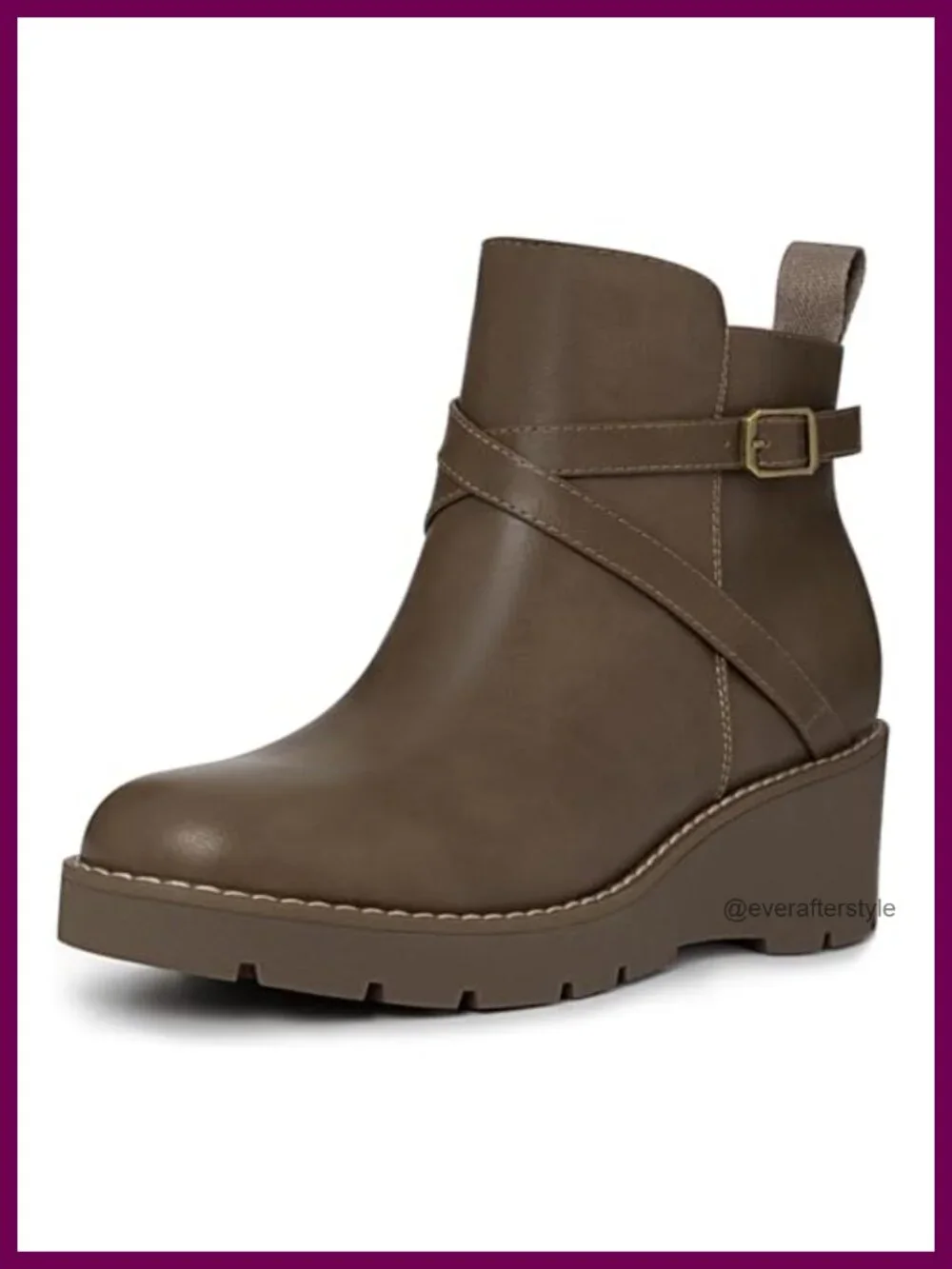 Women's Faux Leather Wedge Ankle Boots with Side Zipper
